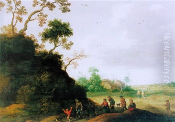 Baumreiche Landschaft Mit Hausern Und Figurengruppe Oil Painting by Joost Cornelisz. Droochsloot