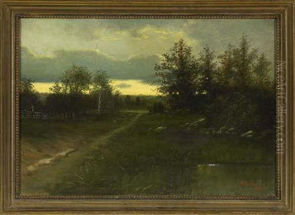 Country Road In A Wooded Landscape Oil Painting by Charles Armor