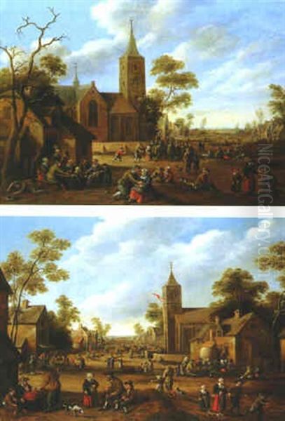 L'animation Villageoise De La Rue Principale D'une Ville Hollandaise Oil Painting by Joost Cornelisz. Droochsloot