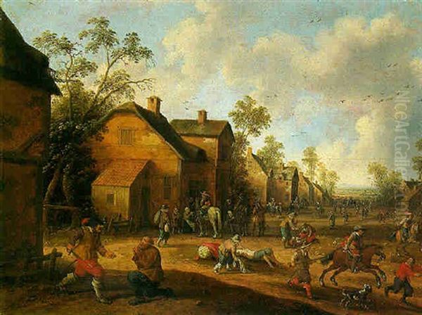 Bandits Raiding A Village Oil Painting by Joost Cornelisz. Droochsloot