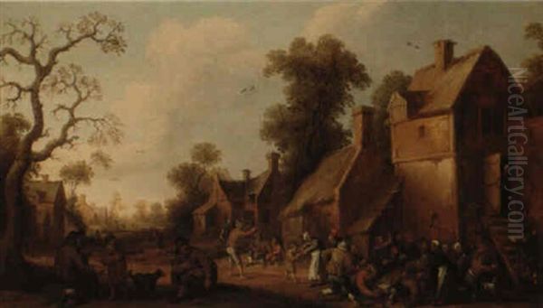 A Village Scene With Peasants Oil Painting by Joost Cornelisz. Droochsloot