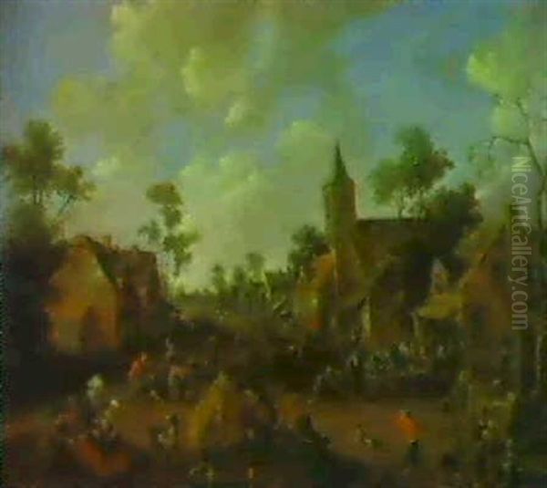 Feierabend Im Dorf Oil Painting by Joost Cornelisz. Droochsloot