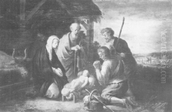 Adoration Of The Shepherds Oil Painting by Joost Cornelisz. Droochsloot