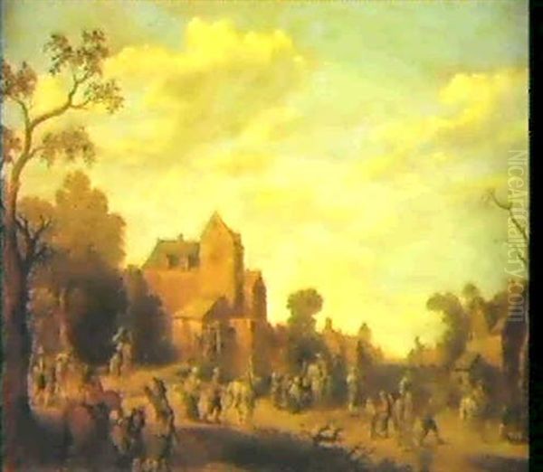 Soldiers Pillaging A Village Oil Painting by Joost Cornelisz. Droochsloot