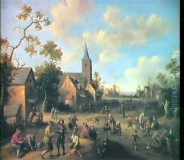 Kirmestreiben Auf Der Dorfstr-asse` Oil Painting by Joost Cornelisz. Droochsloot