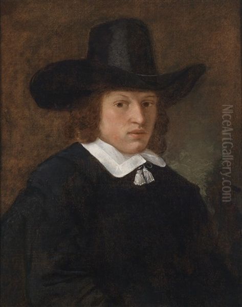 Bildnis Eines Schwarz Gekleideten Jungen Mannes Mit Hut Oil Painting by Willem Drost