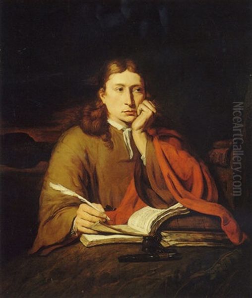 Saint John The Evangelist In A Landscape Oil Painting by Willem Drost