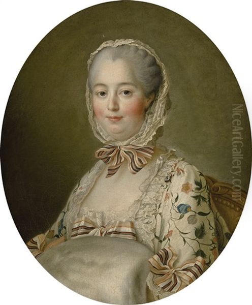 Portrait Of Jeanne-antoinette Poisson, Marquise De Pompadour (1721-1764) Oil Painting by Francois Hubert Drouais