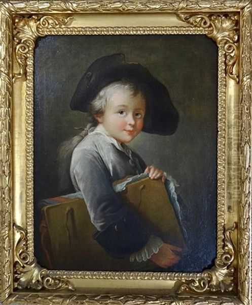 Portrait Of Horace Vernet's Father As A Young Boy Oil Painting by Francois Hubert Drouais