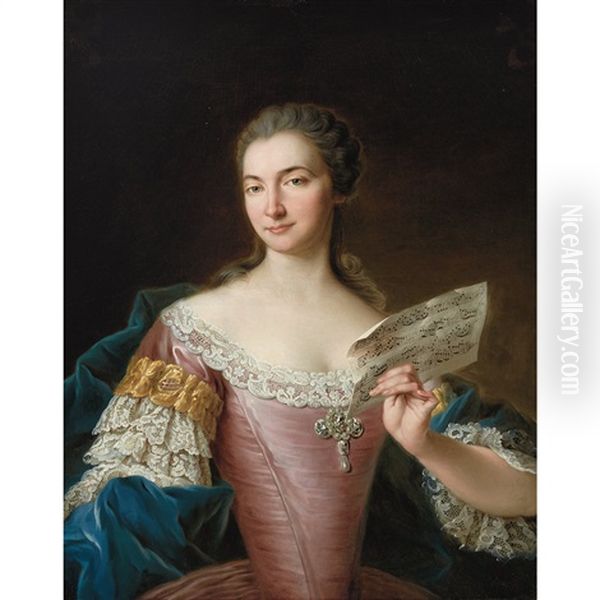 Portrait Of Sabine, Comtesse De Bassewitz Oil Painting by Francois Hubert Drouais