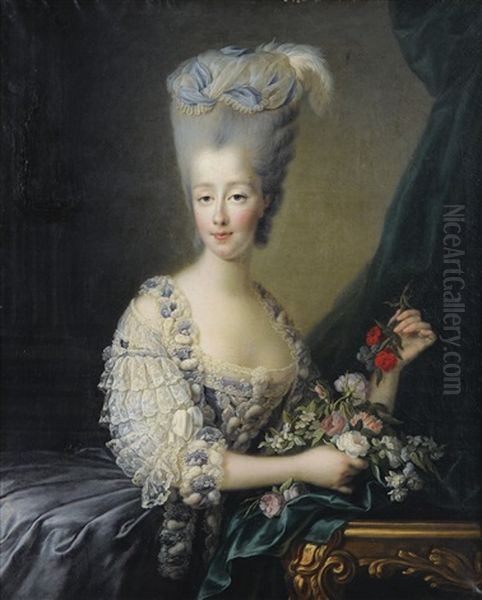 Portrait De Madame La Comtesse D'artois Oil Painting by Francois Hubert Drouais