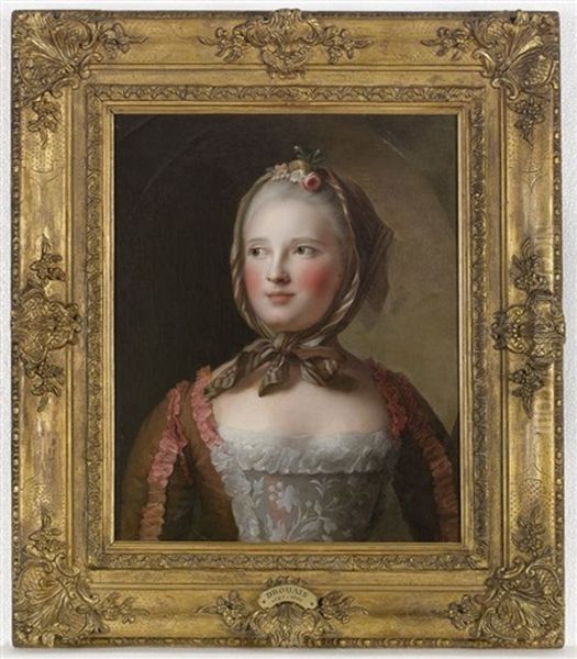 Portrait Presume De Madame Rubie Manini Oil Painting by Francois Hubert Drouais