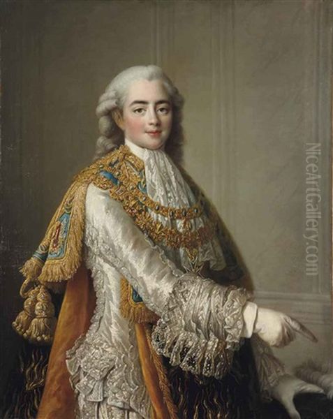 Portrait De Louis-stanislas-xavier, Comte De Provence Oil Painting by Francois Hubert Drouais