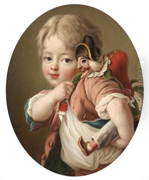 Jeune Garcon Au Polichinelle Oil Painting by Francois Hubert Drouais