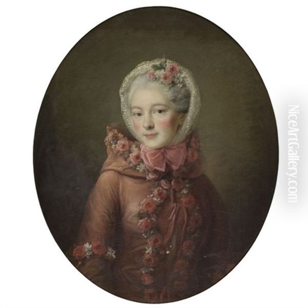 Portrait Of A Young Woman Oil Painting by Francois Hubert Drouais