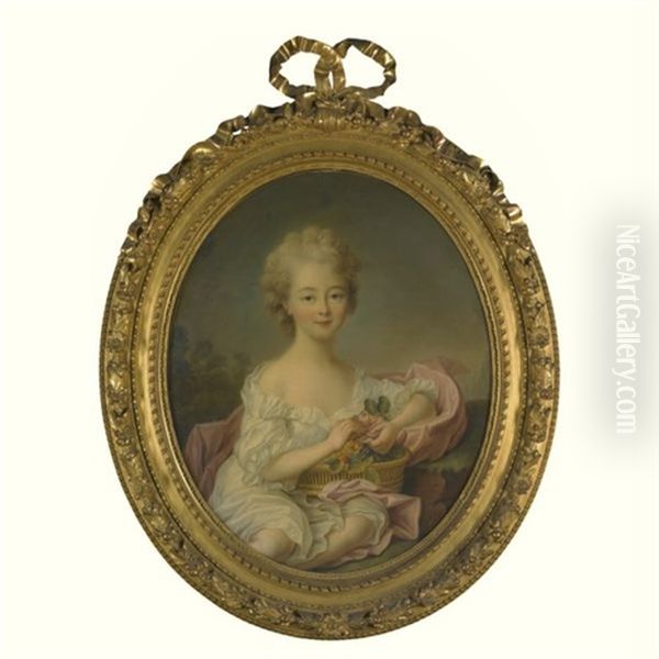 Portrait Of A Young Girl (marie Therese Louise De Savoy Carignan, Princesse De Lamballe?) Oil Painting by Francois Hubert Drouais