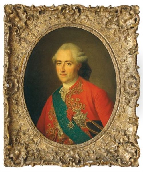 Portrait De Louis Xv Avec L'etoile Du Saint-esprit Et De L'ordre De Saint-louis Oil Painting by Francois Hubert Drouais