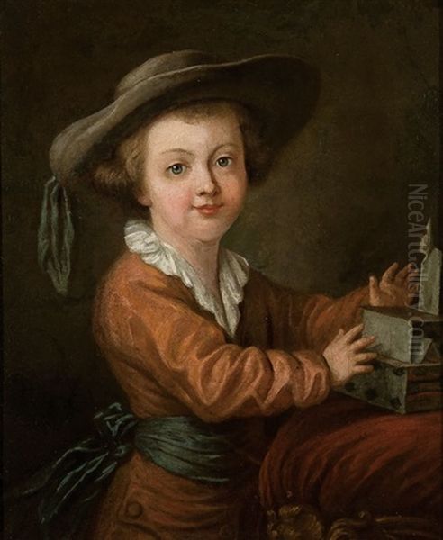 A Child Making A House Of Cards Oil Painting by Francois Hubert Drouais