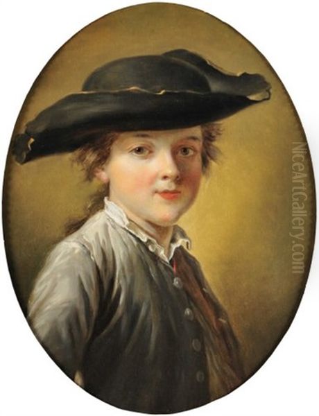 Jeune Homme Au Tricorne Oil Painting by Francois Hubert Drouais