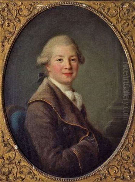 Paris Portrait D'un Jeune Homme Oil Painting by Francois Hubert Drouais