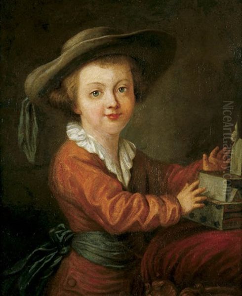 A Child Making A House Of Cards by Francois Hubert Drouais