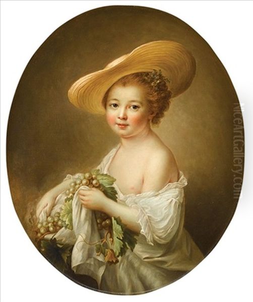 Portrait Of Mademoiselle Helvetius, Comtesse De Mun, When A Child Oil Painting by Francois Hubert Drouais