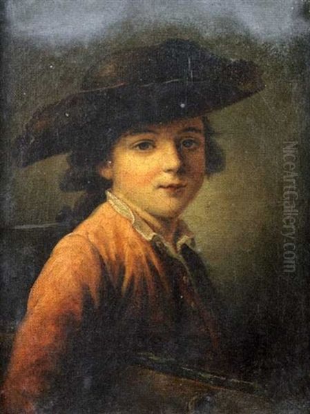 Portrait D'enfant Au Chapeau Oil Painting by Francois Hubert Drouais