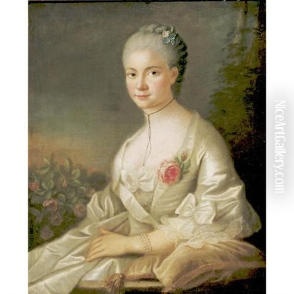 Portrait Of A Lady, Said To Be The Marquise De Serilly Oil Painting by Francois Hubert Drouais