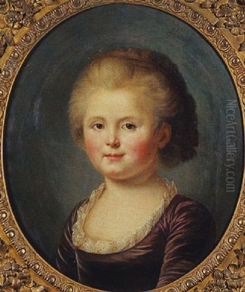 Portrait De Jeune Fille Oil Painting by Francois Hubert Drouais