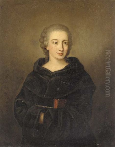 Portrait Of A Lady Wearing A Monk's Habit Oil Painting by Francois Hubert Drouais