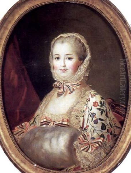 Portrait De La Marquise De Pompadour Oil Painting by Francois Hubert Drouais