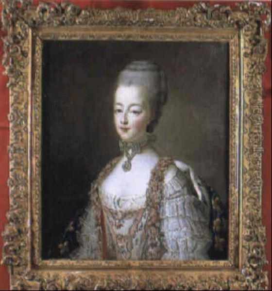 Portrait De Marie-antoinette A L'age De Dix Sept Ans Oil Painting by Francois Hubert Drouais