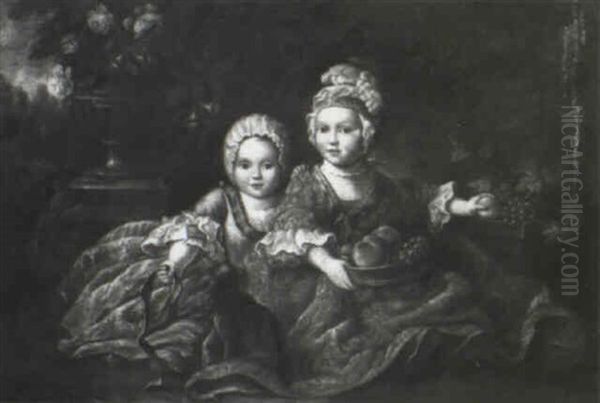 Le Comte De Provence Et Le Duc De Berry Enfants Oil Painting by Francois Hubert Drouais