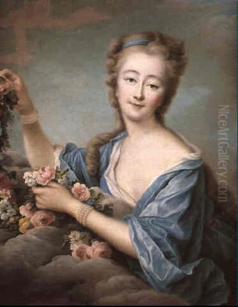 Madame Du Barry En Flore Oil Painting by Francois Hubert Drouais