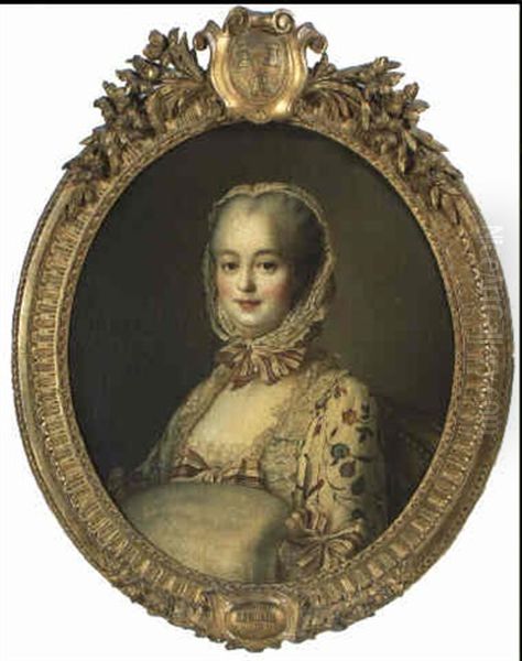 Portrait De La Marquise De Pompadour Oil Painting by Francois Hubert Drouais