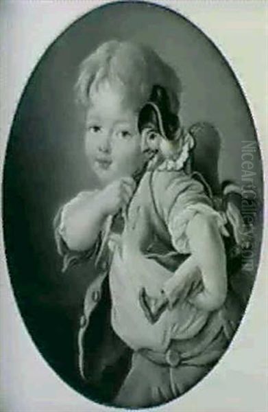 Enfant Au Pantin Oil Painting by Francois Hubert Drouais