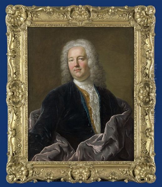 Bildnis Eines Herrn, Traditionell Identifiziert Als Nicolas Prosper Bauyn, Marquis D'angervilliers (1675 - 1740) Oil Painting by Hubert Drouais