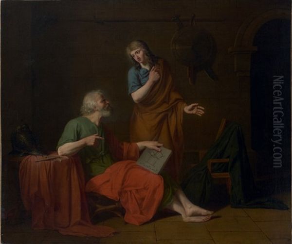 La Lecon De Mathematique Oil Painting by Jean Germain Drouais