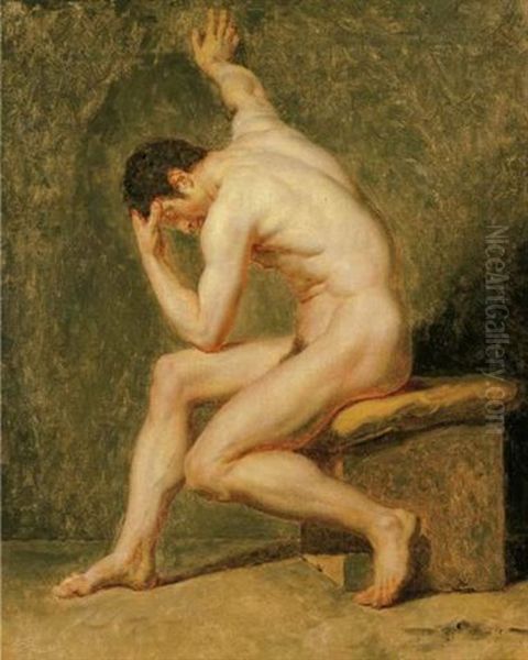 Study Of A Male Nude Oil Painting by Jean Germain Drouais