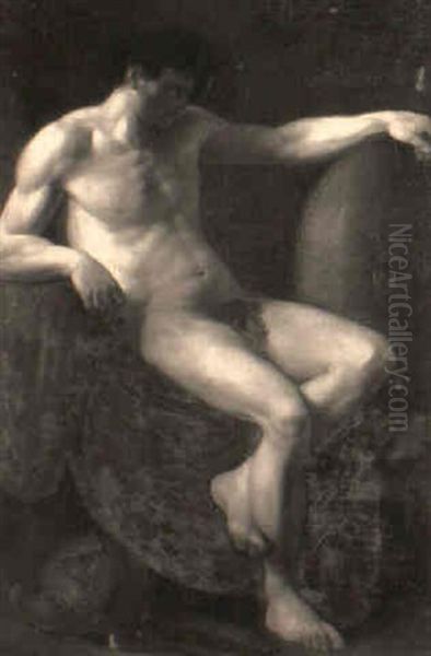 An Academie: A Male Nude As Mars Oil Painting by Jean Germain Drouais