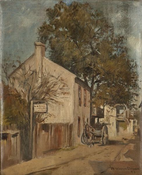 Street Scene With Horse Drawn Cart Oil Painting by William Staples Drown