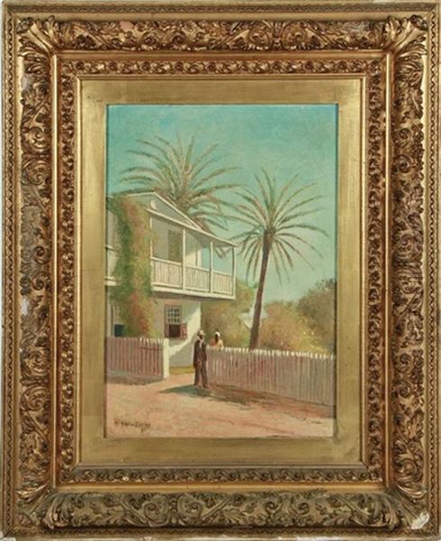 Morning-house On St. George Street, St. Augustine, Florida Oil Painting by William Staples Drown