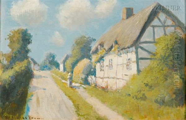 Cottage View Oil Painting by William Staples Drown