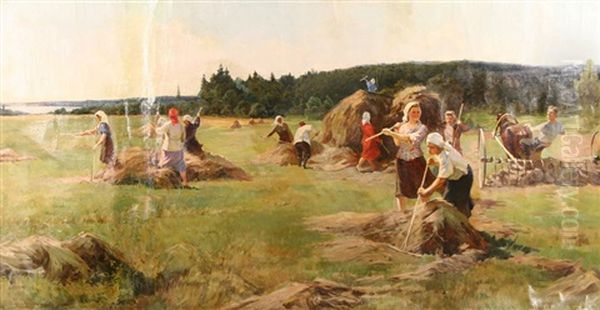 Gathering The Harvest Oil Painting by Ivan Georgevich (Egorovich) Drozdov