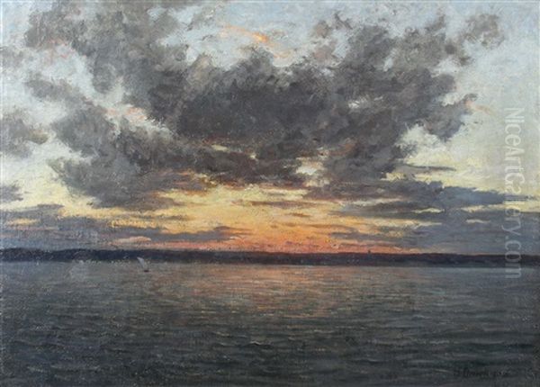 Sonnenuntergang Uber Dem Bodensee Oil Painting by Hermann Druck