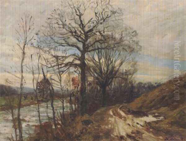 Vorfruhlingslandschaft Am Neckar Oil Painting by Hermann Druck