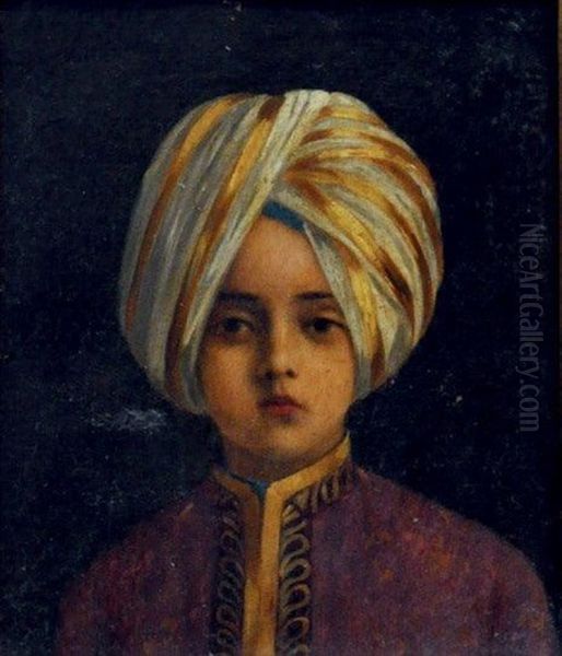 Portrait D'un Jeune Prince Indien (kanwar Sahib) Oil Painting by Antoine Druet