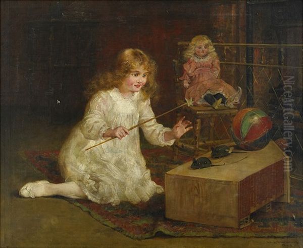 Girl Playing With Toys by Arthur Drummond