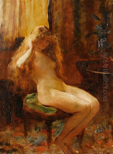 Seated Female Nude (study) by Arthur Drummond