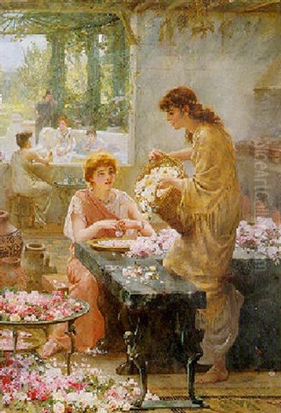 Making Attar Of Roses In Old Greek Temple Oil Painting by Arthur Drummond